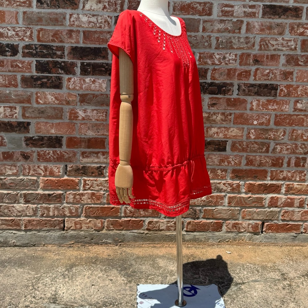 Lane Bryant plus size cherry red tunic 🍒 with cutouts and a drawstring/ 22/24 - Picture 8 of 14